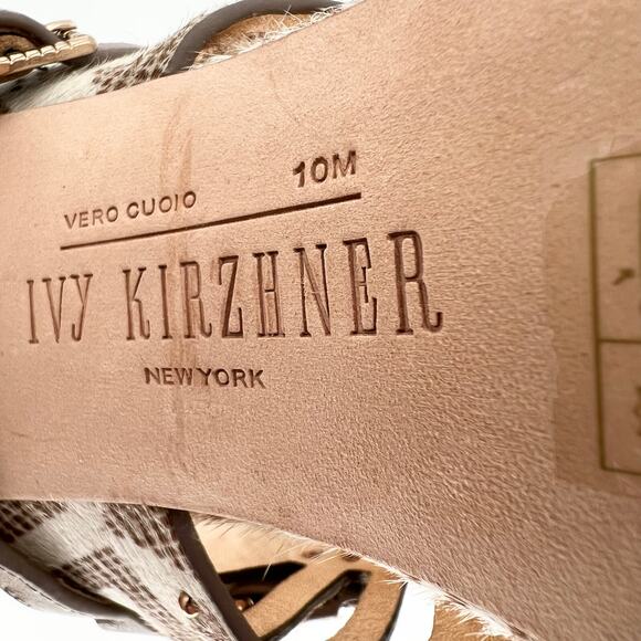 IVY KIRZHNER Valentin Studded Cutout Calf Hair Sandals US 10 Ankle Strap Heels - Picture 12 of 13